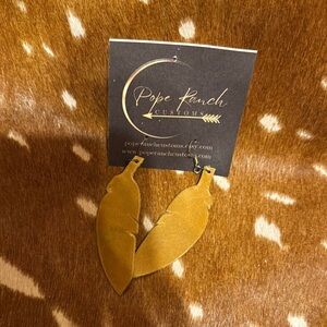 Pope Ranch Tan Leather Feather Earrings